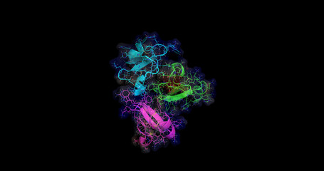 Crotamine, cell-penetrating peptide from Brazilian snake Crotalus durissus terrificus venom,  3D molecule, 4K