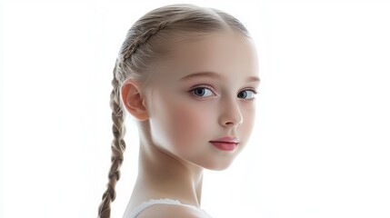 Young Girl with Braided Hair in Soft Natural Light Portrait