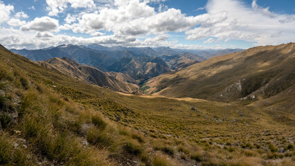 The Ben Lomond Summit View with spectacular panorama over Queenstown, Lake Whakatipu and the surrounding mountain ranges, Otago, New Zealand