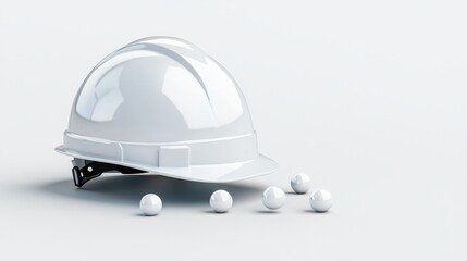 Fototapeta premium Focused safety helmet shot on pure white, capturing the structure and reliability, ready for promotional use in construction safety ads