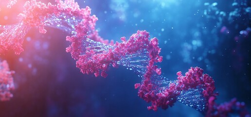 A vibrant illustration of a DNA double helix in a dynamic, colorful environment.