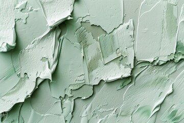  Many rough green smears of acrylic oil paint on flat surface. Detailed photo textured background