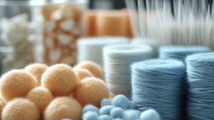 Crafting Supplies Needle felting kit Tools and supplies for sculpting wool fibers into 3D shapes Isolated solo on plain background