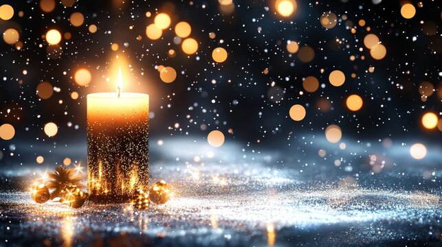 single burning candle in darkness, quiet ambiance, gentle illumination, sympathy card style, digital art, isolated on white background