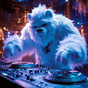 Cartoon Christmas party dj