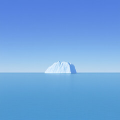 A Lone Iceberg in Clear Polar Waters, Its Crystalline Edges Glistening