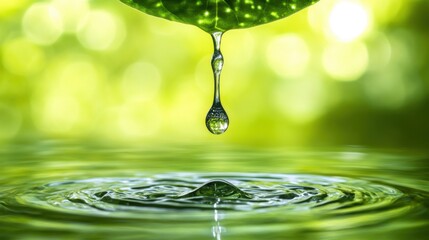 Gota de agua hoja verde