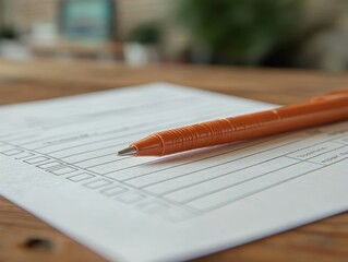 Macro Extreme closeup stock photo of a community feedback form, focusing on questionnaire fields