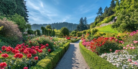 Obraz premium Jardín con flores y sendero