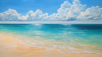 Fototapeta premium Paisaje de playa con agua clara y nubes