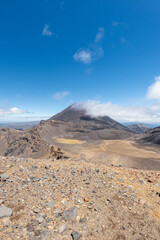 Iconic Mount Ngauruhoe or Mount Doom : Dramatic Volcanic Landscape and Scenic Views in Tongariro National Park, New Zealand