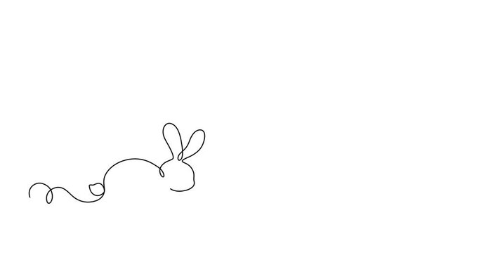 Easter bunny and eggs, happy Easter concept, online artistic animation in continuous line in minimalism, continuous contour movement, video drawing of lines in 4k, self drawing animation