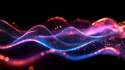 Abstract glowing wave of particles.