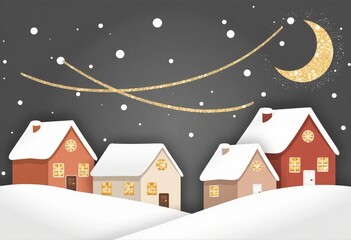 Naklejka premium winter landscape with houses