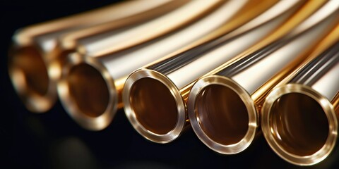 Naklejka premium Abstract texture for background or wallpaper featuring golden wavy metallic tubes in high resolution