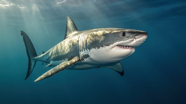 Tibur&oacute;n blanco nadando en el oc&eacute;ano