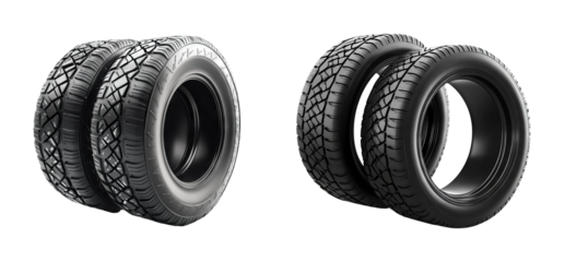Realistic Tire Design on Transparent Background