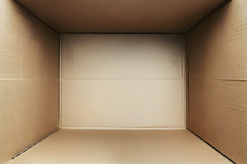 Obraz premium An open cardboard box with three vertical deep walls viewed from the top