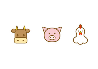 Fototapeta premium 牛肉・豚肉・鶏肉 イラスト png