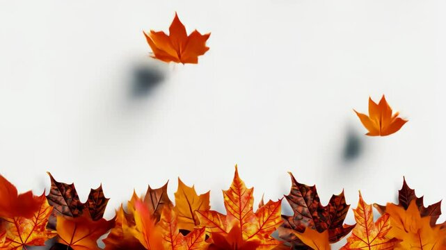 Vibrant autumn leaves create a stunning border design, perfect for seasonal themes. Isolated on white for a fresh look.