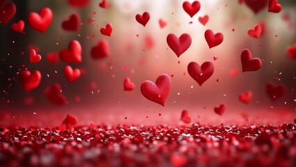 Obraz premium falling red hearts. valentines day background