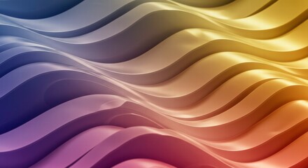 Fototapeta premium Abstract Flow: A mesmerizing digital art piece captures the essence of movement, with flowing, sinuous lines rendered in a vibrant color gradient of blue, purple, and yellow.
