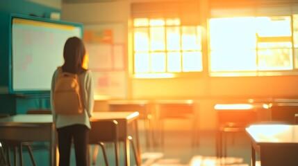 Teacher standing at a whiteboard AI generated illustration