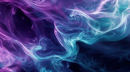 Fototapeta premium Abstract Swirling Purple and Teal Smoke Design