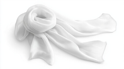 white chiffon scarf isolated on white background 
