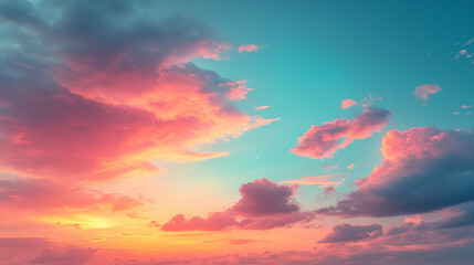 mesmerizing abstract gradient of sunrise in the sky with vibrant blue and orange hues, symbolizing hope, change, and the beauty of nature's chaotic harmony