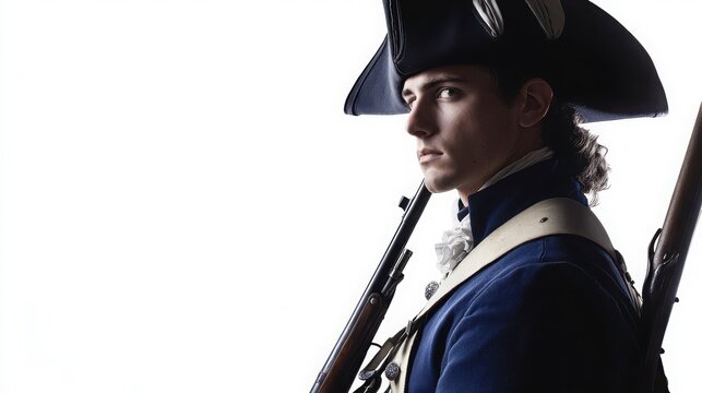 Historical Soldier Portrait with Musket, Dramatic Lighting Contrast