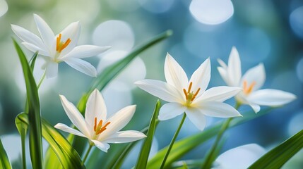 Beautiful spring border, blooming rose bush on a blue background. Flowering rose hips against the blue sky. Soft selective focus