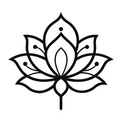 Hand-Drawn Ornamental Lotus Doodle Vector Design.