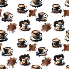 Coffee watercolor pattern.