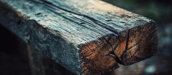 Fototapeta premium Weathered wooden plank with cracked end.