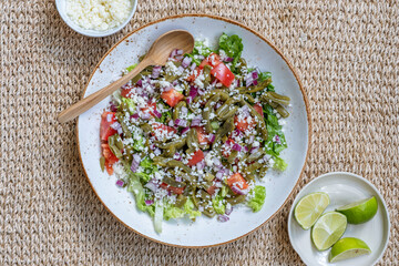Mexican Salad with Nopales and Cotija Cheese