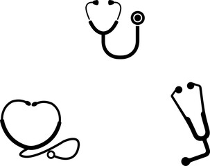 Stethoscope icon illustration set. Stock vector.
