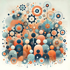 Obraz premium Flat Soft Abstract Community Unity Concept with Interconnected Shapes and Ample Copy Space