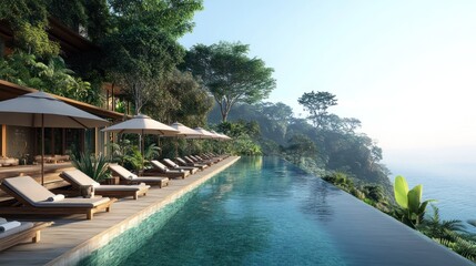 Fototapeta premium Luxury Cliffside Pool with Ocean View