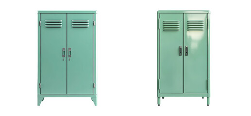 Vintage Green Metal Locker on Transparent Background