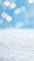 Sparkling Snowfall With Soft Focus Bokeh Background and Bright Blue Sky Evoking Winter Wonderland and Holiday Season