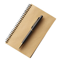 Spiral notebook with pen on top view
