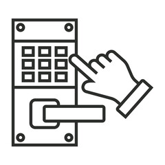 Smart door lock outline icon, editable vector illustration and transparent graphic element. Isolated on white background