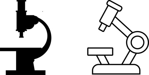 Microscope icon for web. Simple microscope sign web icon silhouette with invert color. Cute microscope solid black icon vector design. Microscope symbol vector. School supplies and science concept