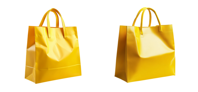 Yellow Tote Bag on Transparent Background