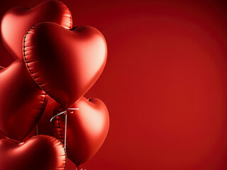 red heart shaped balloons background valentine