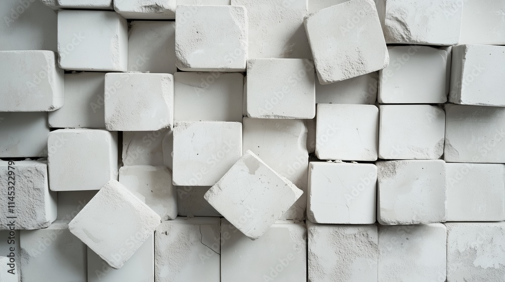 Poster white cubic blocks arranged in a modern pattern create a minimalist aesthetic for an architect's des