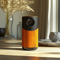 Modern Wooden Smart Camera with Compact and Sleek Design
