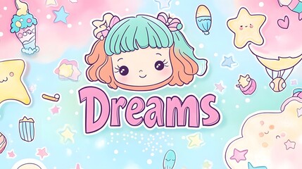 Cute Girl Dreamscape Pastel Sweet Treats Stars