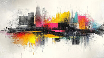 Obraz premium vibrant abstract watercolor drawing symbolizing chaos, featuring bold splashes of color on paper. The image evokes a sense of confusion, energy, and the unpredictable nature of life